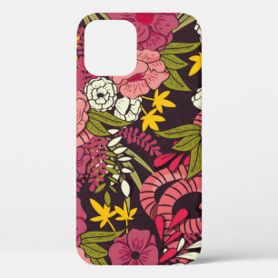 Floral jungle with snakes pattern, tropical flower iPhone 12 case