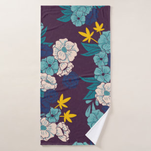 Floral jungle with snakes seamless pattern, tropic bath towel