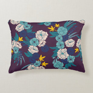 Floral jungle with snakes seamless pattern, tropic decorative cushion