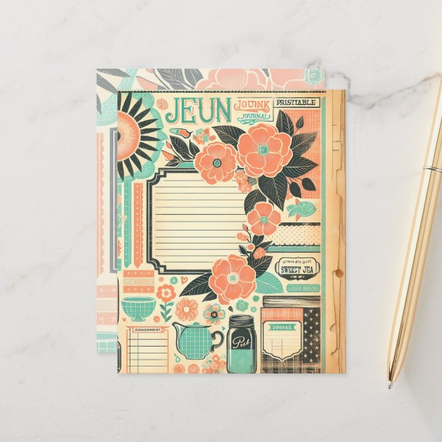 Floral Junk Journal Page Southern (Front/Back In Situ)