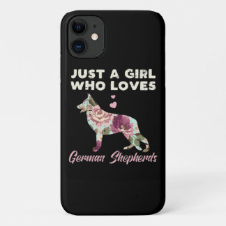 Floral Just A Girl Who Loves German Shepherd iPhone 11 Case