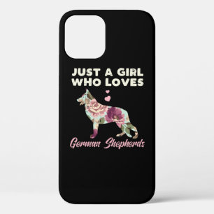 Floral Just A Girl Who Loves German Shepherd iPhone 12 Pro Case
