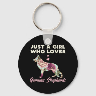 Floral Just A Girl Who Loves German Shepherd Key Ring