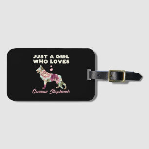 Floral Just A Girl Who Loves German Shepherd Luggage Tag
