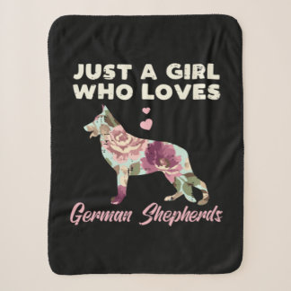 Floral Just A Girl Who Loves German Shepherd Sherpa Blanket
