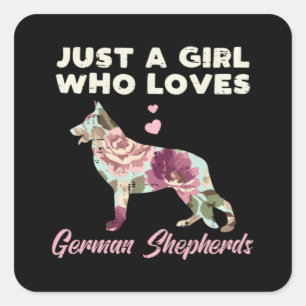 Floral Just A Girl Who Loves German Shepherd Square Sticker