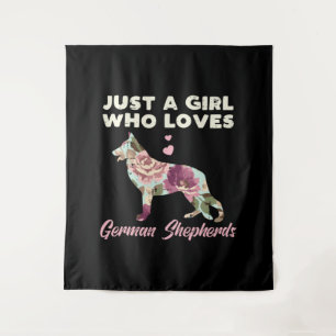 Floral Just A Girl Who Loves German Shepherd Tapestry