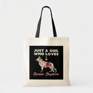 Floral Just A Girl Who Loves German Shepherd Tote Bag