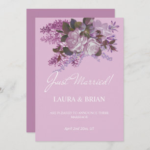Floral, Just Married Wedding Announcement