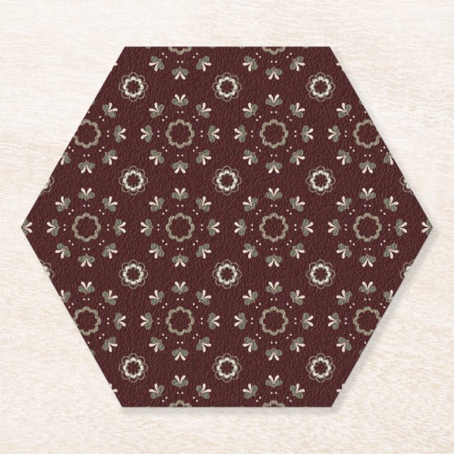 Floral Kabul Coffee Light Paper Coaster (Front)