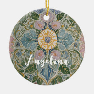 Floral Kaleidoscope Personalised Ceramic Ornament