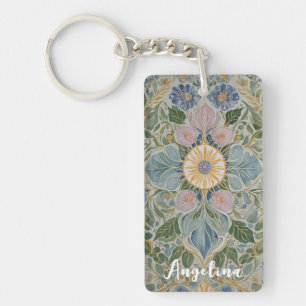 Floral Kaleidoscope Personalised Key Ring