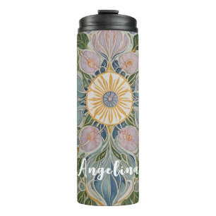 Floral Kaleidoscope Personalised Thermal Tumbler