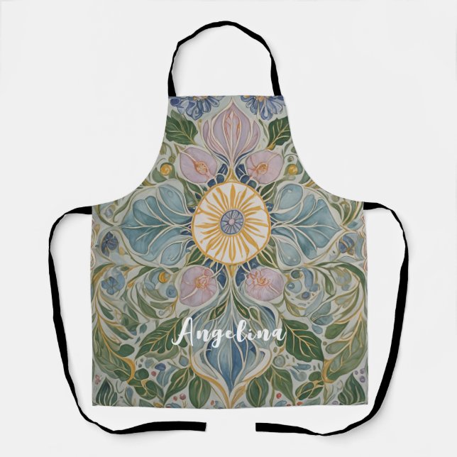 Floral Kaleidoscope Personalized Apron (Front)