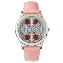 Floral Kaleidoscope Stainless Steel Pink Watch