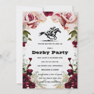 Floral Kentucky Derby Party Invitation Horse Racin