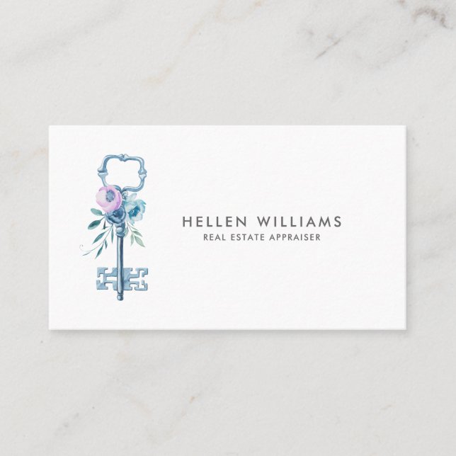 -Floral Key Real-estate appraiser Business Card (Front)