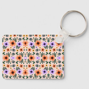Floral keychain with vibrant pink, orange,