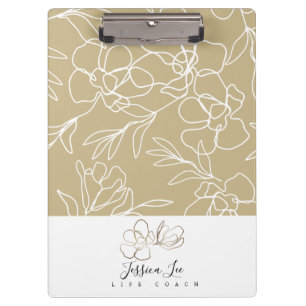 Floral Khaki Personalised Clipboard