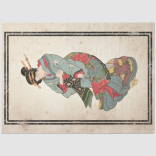 Floral Kimono Japanese Woman Vintage Decoupage Art Tissue Paper