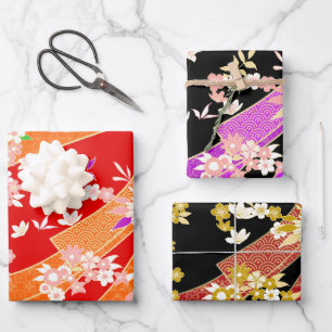 Floral Kimono Pattern  Wrapping Paper Sheet