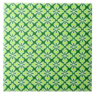 Floral kimono print, lime and pine green ceramic tile
