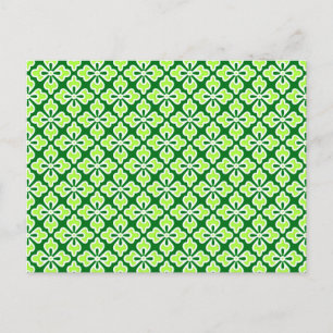 Floral kimono print, lime and pine green postcard