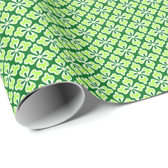 Floral kimono print, lime and pine green wrapping paper (Roll Corner)