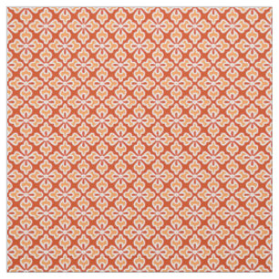 Floral kimono print, peach and mandarin orange fabric