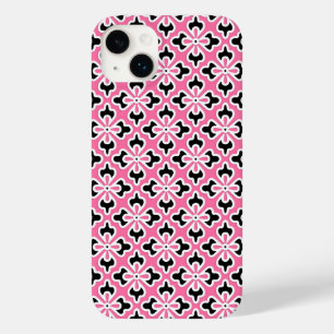 Floral kimono print, pink, black and white Case-Mate iPhone 14 plus case