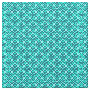 Floral kimono print, turquoise, navy and aqua fabric