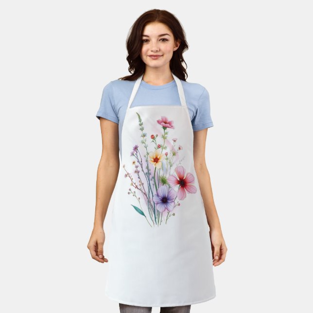 Floral Kitchen Apron – Elegant Cooking Wear (Worn)