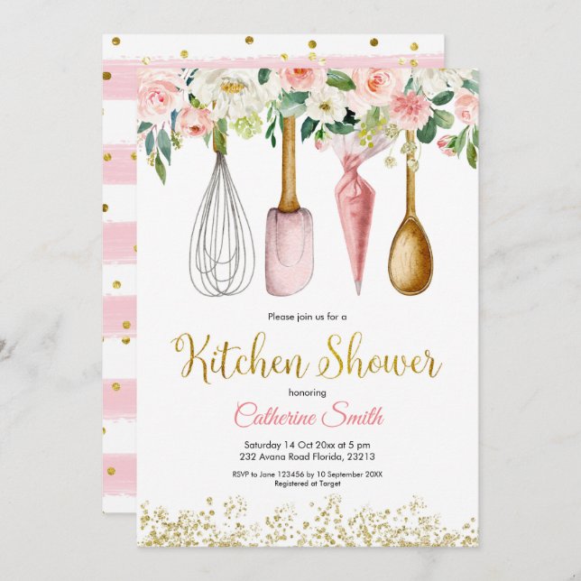 Floral Kitchen Bridal Shower Invitation (Front/Back)