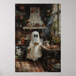 Floral Kitchen Ghost Print, Dark Academia Poster