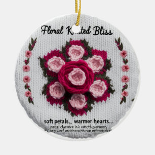 Floral Knitted Bliss Ceramic Ornament Rose Keeps