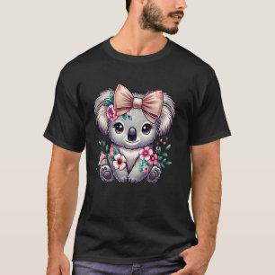 Floral Koala Bear Flower Bow Cute Koala Lover Wome T-Shirt