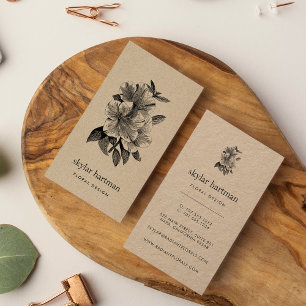 Floral Kraft Vertical Business Card