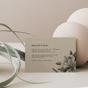 Floral Kraft Wedding Reception Card