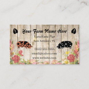 Floral KuneKune Pig Business Card