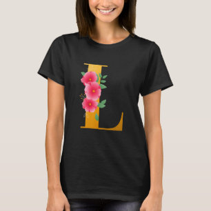 Floral L Alphabet Cute Initial Monogram Letter L G T-Shirt
