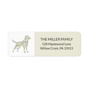 Floral Labrador Retriever Dog Silohouette Address Return Address Label