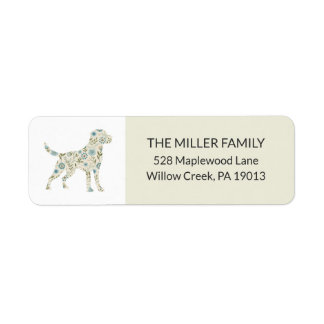 Floral Labrador Retriever Dog Silohouette Address Return Address Label