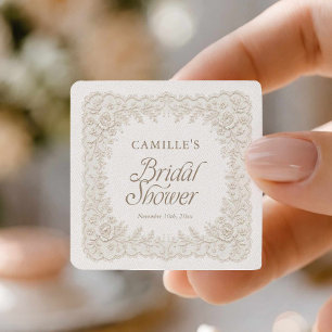 Floral Lace Bridal Shower Favour Sticker