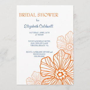 Floral Lace Bridal Shower Invitation orange