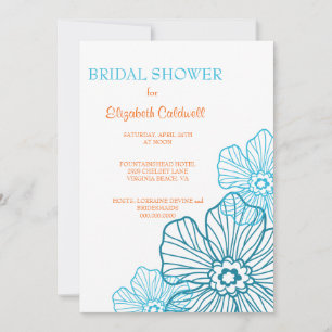 Floral Lace Bridal Shower Invitation teal