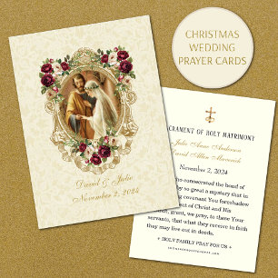 Floral Lace Catholic Wedding Prayer Card