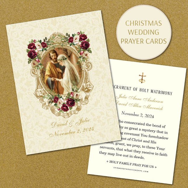  Floral Lace Catholic Wedding Prayer Card (Creator Uploaded)