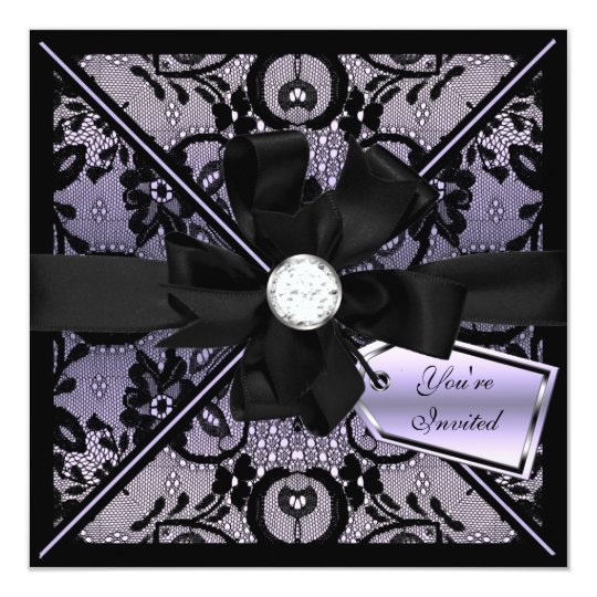 Floral Lace Invite with Diamond Bow