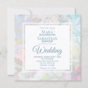 ~ Floral Lace Marble Romantic Vintage Wedding Invitation