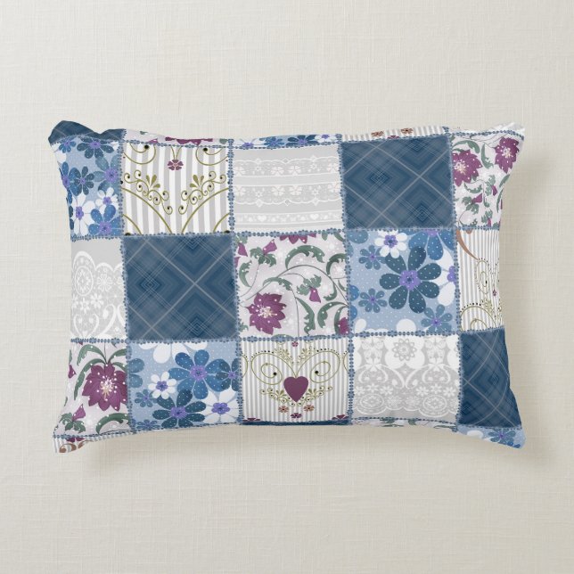 Floral Lace: Patchwork Seamless Background. Decorative Cushion (Front)